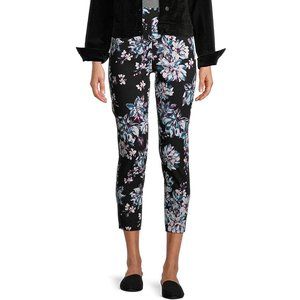 Time & Tru Women's Millennium Skinny Pants Black Floral Size 16